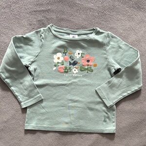 Petit Bateau Kids Floral Long Sleeve Tee - Soft Green